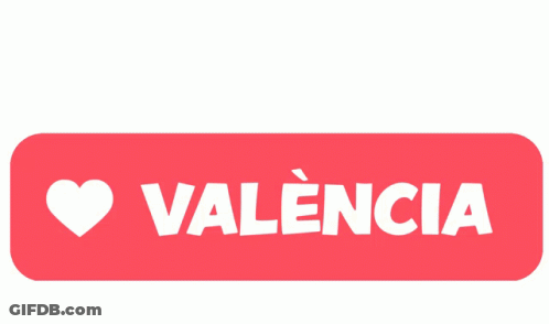 A Red Button With The Word Valencia In White Letters GIF