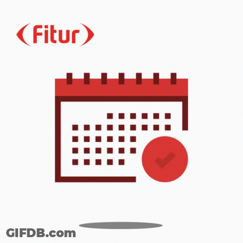 A Red Calendar With A Check Mark Next To It And The Word Fitur Above It GIF