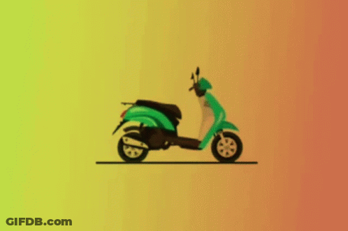 A Red Car Is On A Green And Yellow Background GIF