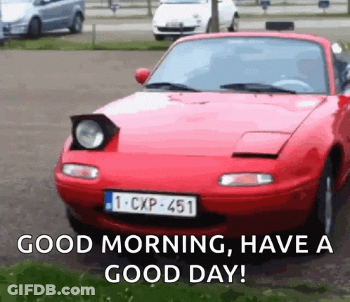 A Red Car With A License Plate That Says 1-Cxp-451 GIF