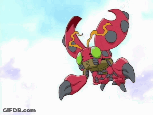 A Red Cartoon Character With Green Eyes Is Flying In The Air GIF