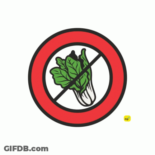 A Red Circle With A Cross Through A Cabbage GIF