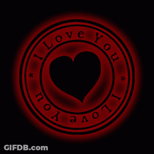 A Red Circle With A Heart In The Center And The Words I Love You Around It GIF