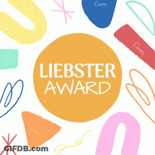 A Red Circle With Liebster Award Written Inside GIF