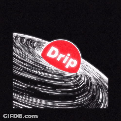 A Red Circle With The Word Drip Written On It GIF