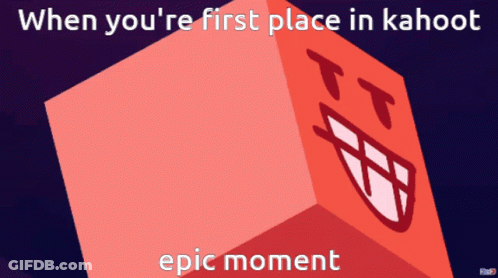 A Red Cube With A Face On It That Says " Epic Moment " GIF