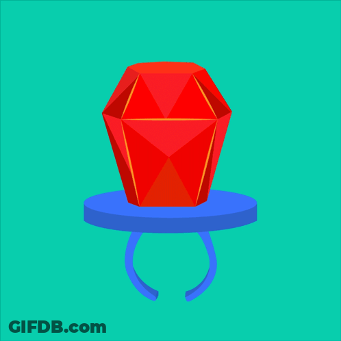 A Red Diamond In A Blue Ring On A Blue Surface GIF