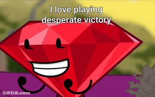 A Red Diamond With A Face And The Words I Love Playing Desperate Victory GIF