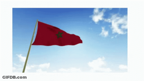 A Red Flag With A Green Star Is Flying In The Wind GIF