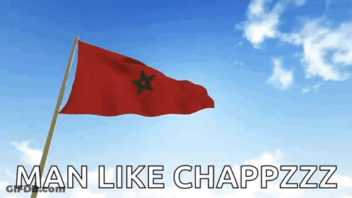 A Red Flag With A Green Star On It Is Waving In The Wind With The Words Man Like Chappzzz Below It GIF