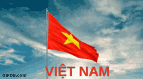 A Red Flag With A Yellow Star Is Waving In The Wind With Viet Nam Written On The Bottom GIF