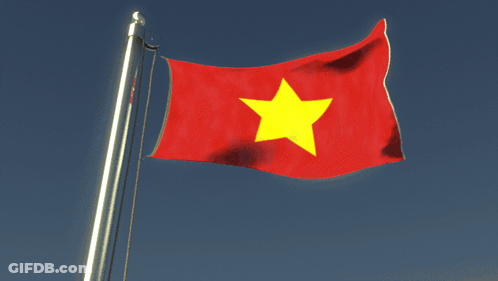A Red Flag With A Yellow Star On It Is Flying In The Wind GIF