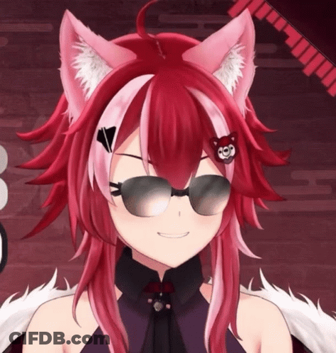 A Red Haired Anime Character With Sunglasses On GIF