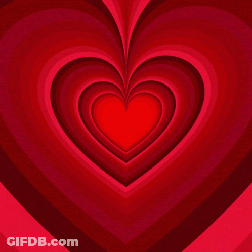 A Red Heart Is Surrounded By Other Red Hearts On A Red Background GIF