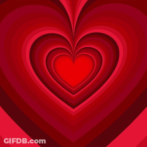 A Red Heart Is Surrounded By Other Red Hearts On A Red Background GIF