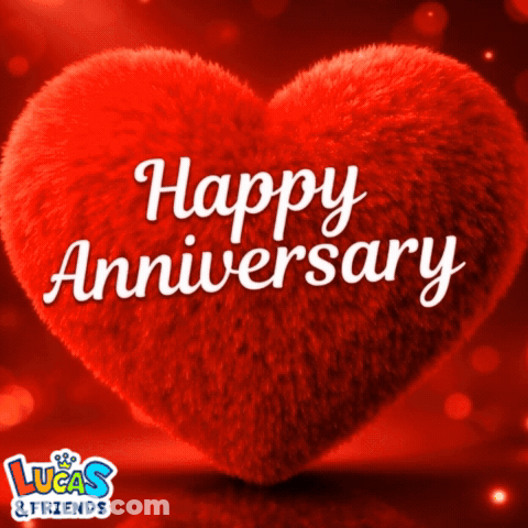 A Red Heart Says Happy Anniversary In White Letters GIF