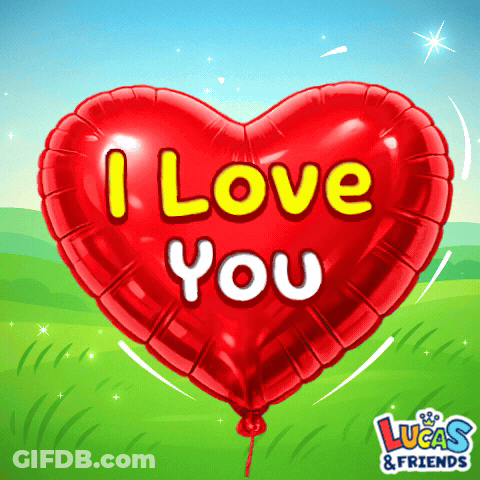 A Red Heart Shaped Balloon That Says I Love You On It GIF