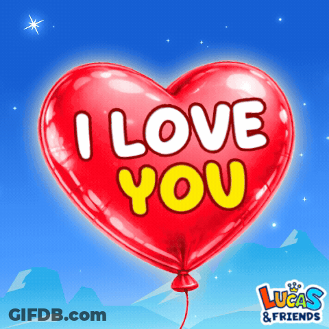 A Red Heart Shaped Balloon With The Words I Love You On It GIF