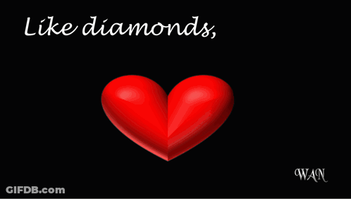 Red Heart Surrounded By Diamonds Love Forever Quote GIF