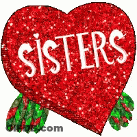 A Red Heart That Says Sisters On It GIF