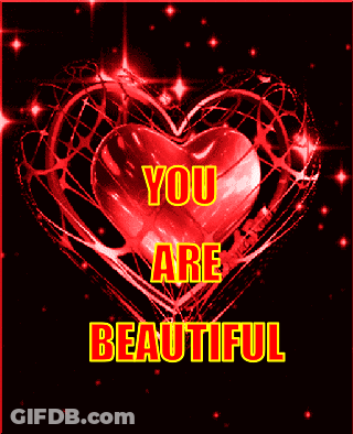 A Red Heart That Says " You Are Beautiful " On It GIF