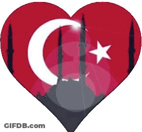 A Red Heart With A Crescent Moon And A Star On It GIF