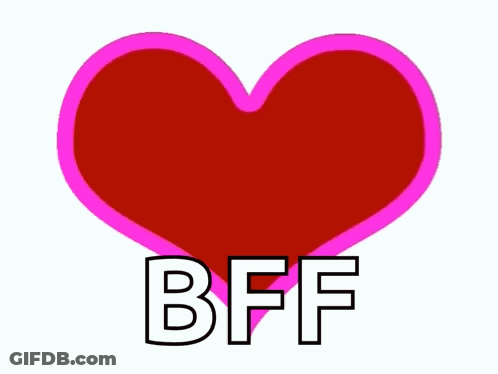 A Red Heart With A Pink Border And The Word Bff On It GIF