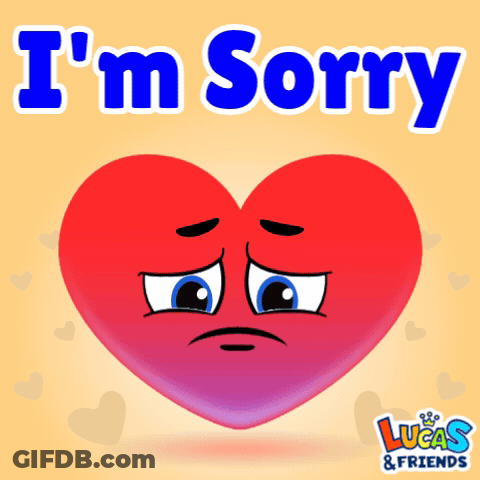 A Red Heart With A Sad Face And The Words I 'M Sorry Below It GIF