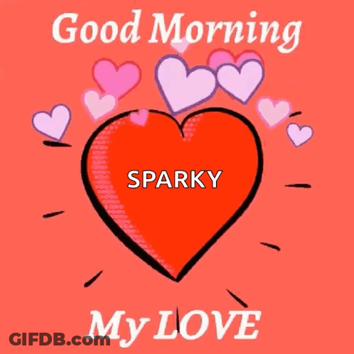 A Red Heart With Sparky Written On It Is Surrounded By Pink Hearts GIF
