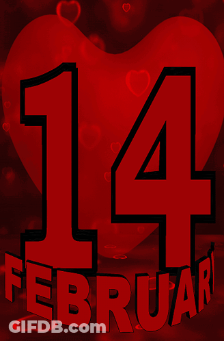 A Red Heart With The Date 14 February Written On It GIF