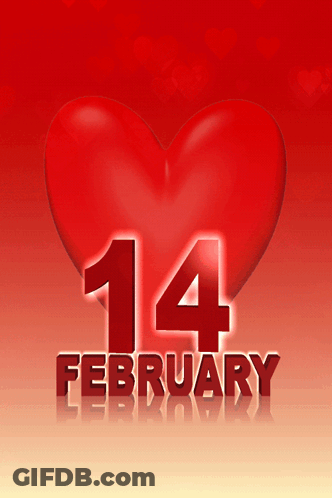 Red Heart With 14 February Date GIF