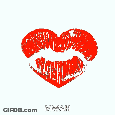 A Red Heart With The Word Mwah On It GIF