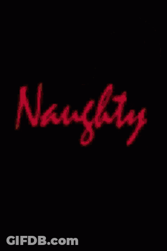 A Red Heart With The Word Naughty Written Inside Of It GIF