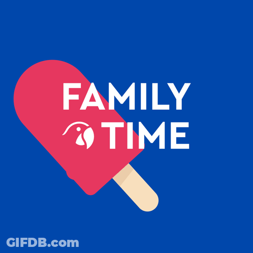 A Red Heart With The Words Family Time On It On A Blue Background GIF