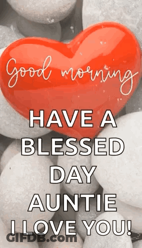 A Red Heart With The Words `` Good Morning Have A Blessed Day Auntie I Love You '' Written On It GIF