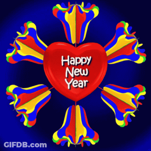 A Red Heart With The Words " Happy New Year " On It GIF