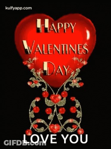 A Red Heart With The Words `` Happy Valentines Day Love You '' On It GIF
