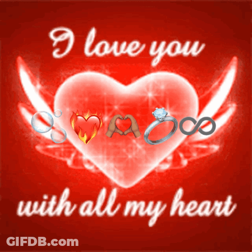A Red Heart With The Words I Love You With All My Heart GIF