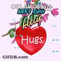 A Red Heart With The Words `` Oklahoma Men 'S Rights Ally Hugs '' On It GIF