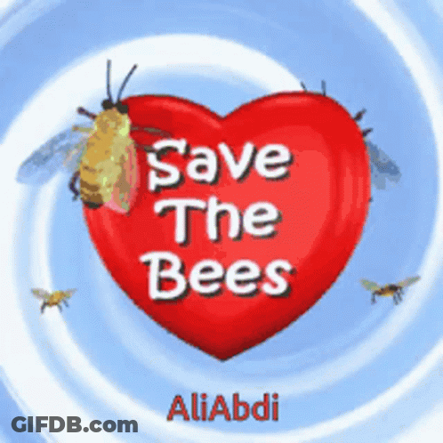 A Red Heart With The Words Save The Bees Aliabdi On It GIF