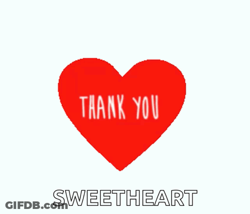 A Red Heart With The Words Thank You Sweetheart Underneath It GIF