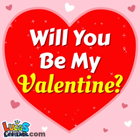 Red Heart Saying Will You Be My Valentine GIF