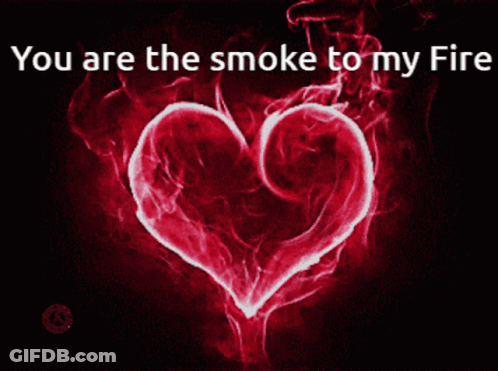 A Red Heart With The Words " You Are The Smoke To My Fire " GIF