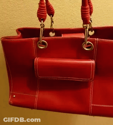 A Red Leather Purse With A Small Pocket On The Side Of It GIF