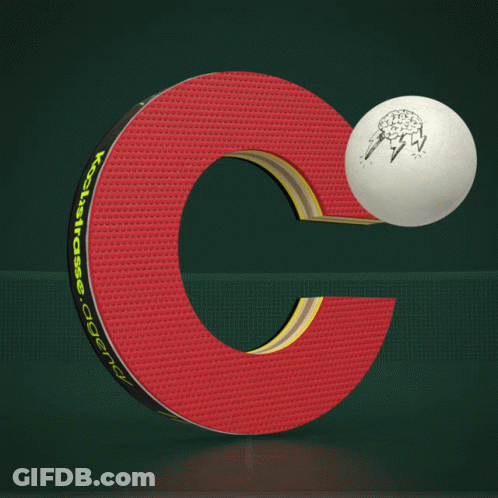 A Red Letter C With A White Ball Inside GIF