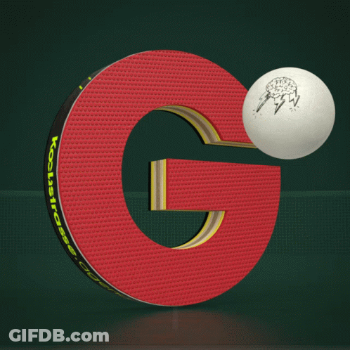 A Red Letter G With A White Ball On Top Of It GIF