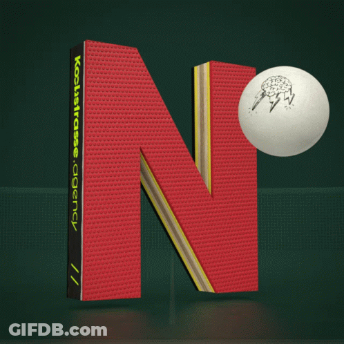 A Red Letter N With A Ping Pong Ball In The Middle GIF