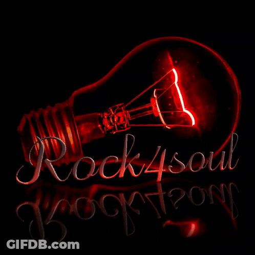 A Red Light Bulb With The Words Rock4soul On It GIF