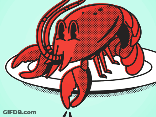 A Red Lobster Is On A White Plate GIF