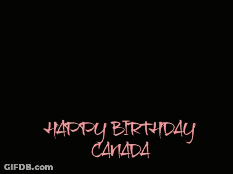 A Red Maple Leaf With A Crown On It And The Words Happy Birthday Canada GIF